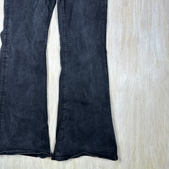 American Eagle Next Level Stretch Black Super High Rise Flare Denim Jeans 10 - Picture 4 of 16
